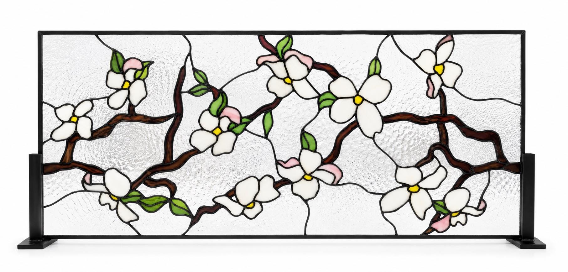 Spring Blossom Beauty: Handcrafted Dogwood Stained Glass Cabinet