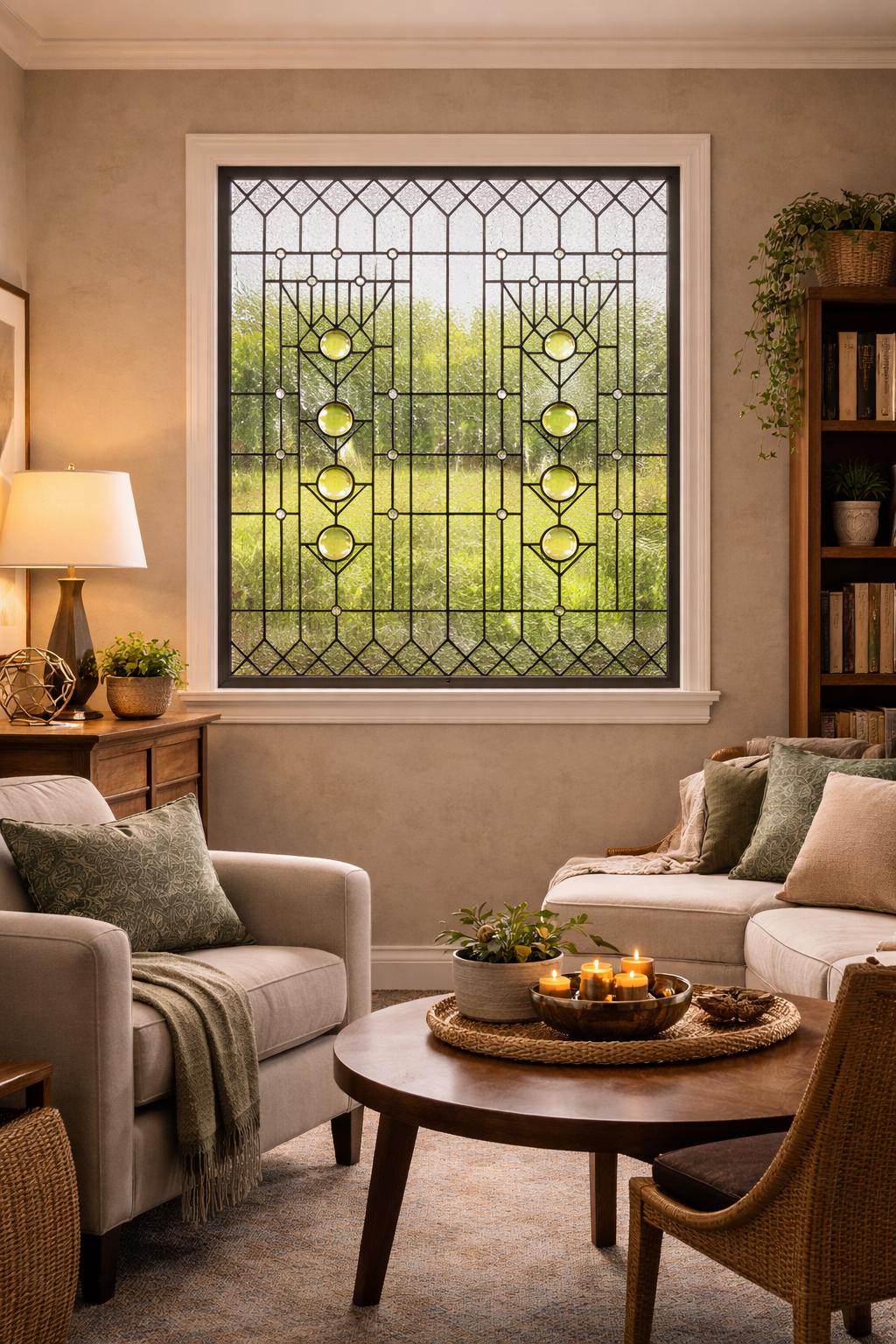 ステンドグラス Geometric Radiance: an Art Deco Masterpiece Stained Glass Window W