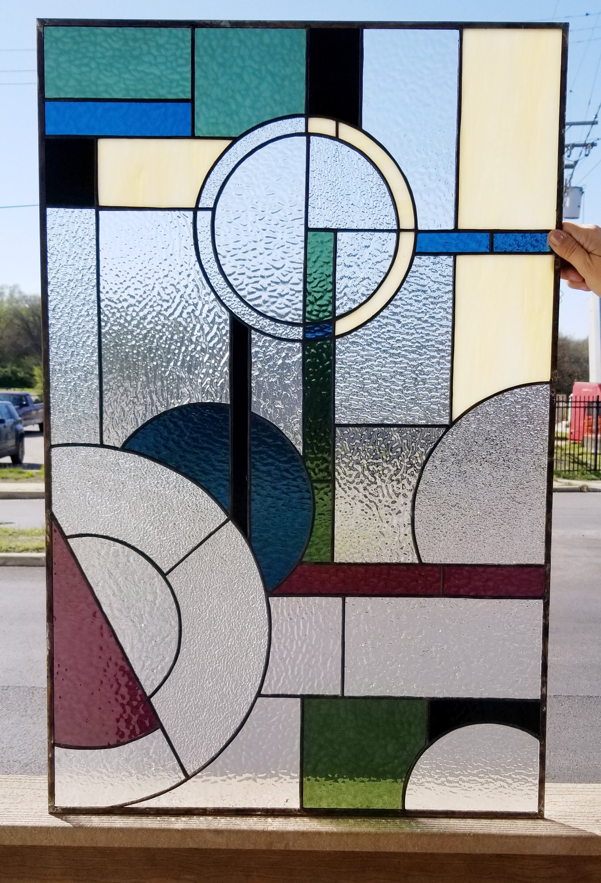 Stained Glass Window - W-388 Geometric Retro - Etsy