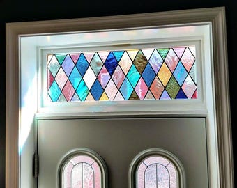 Stained Glass Transom Window - TW-133 Sophisticated Diamonds