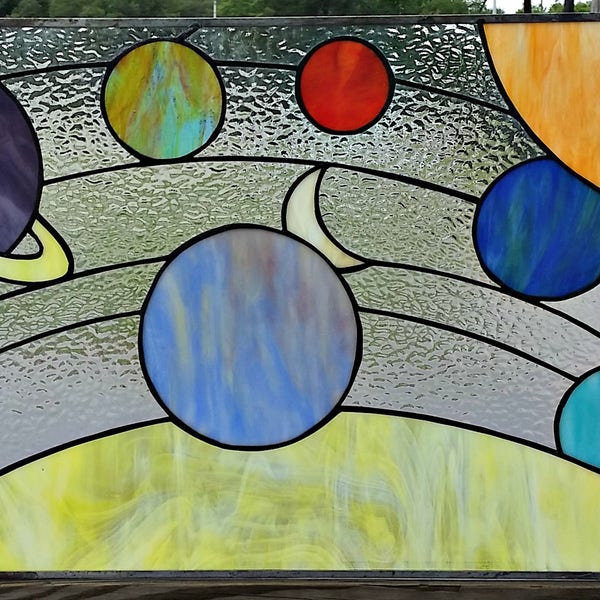 Stained Glass Transom Window - TW-113 Outer Space Themed