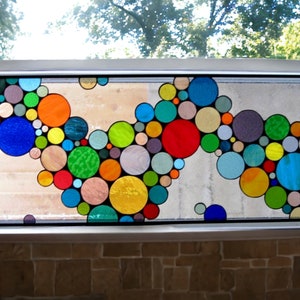 Stained Glass Window W-10 Flowing Wave of Colorful Bubbles image 5