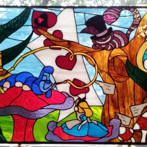 Stained Glass Hanging Panel P-38 Alice in Wonderland image 4
