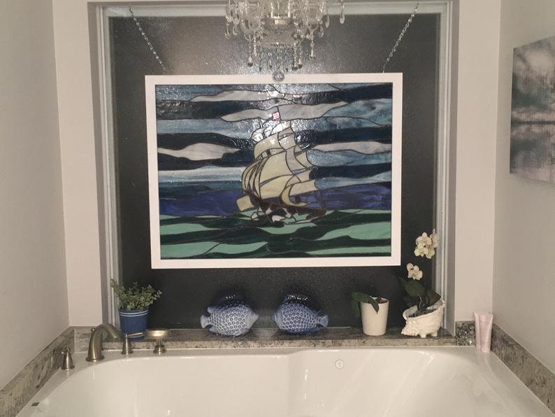 W 79 Sailing The Stormy Sea Vitrail Etsy France