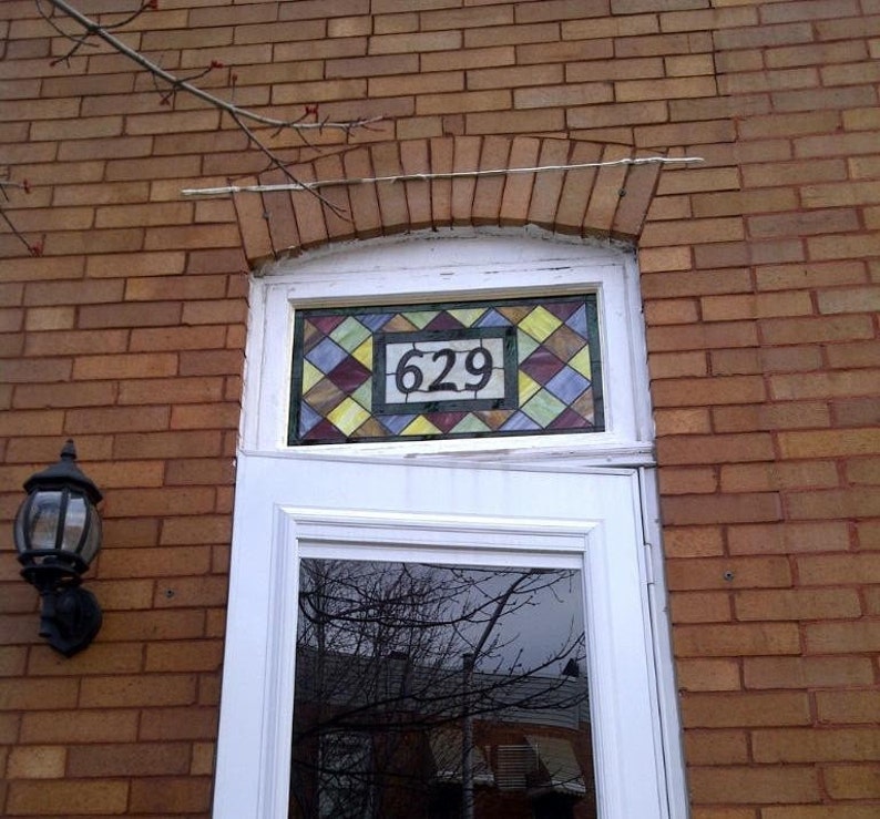 Stained Glass Window Panel / Address AM22 Contemporary Etsy