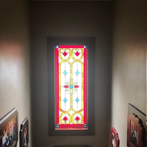 Stained Glass Window - W-101  Victorian Ribbons & Flowers