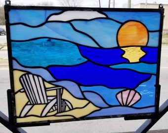 Stained Glass Hanging Panel - CG-18 Beach Days