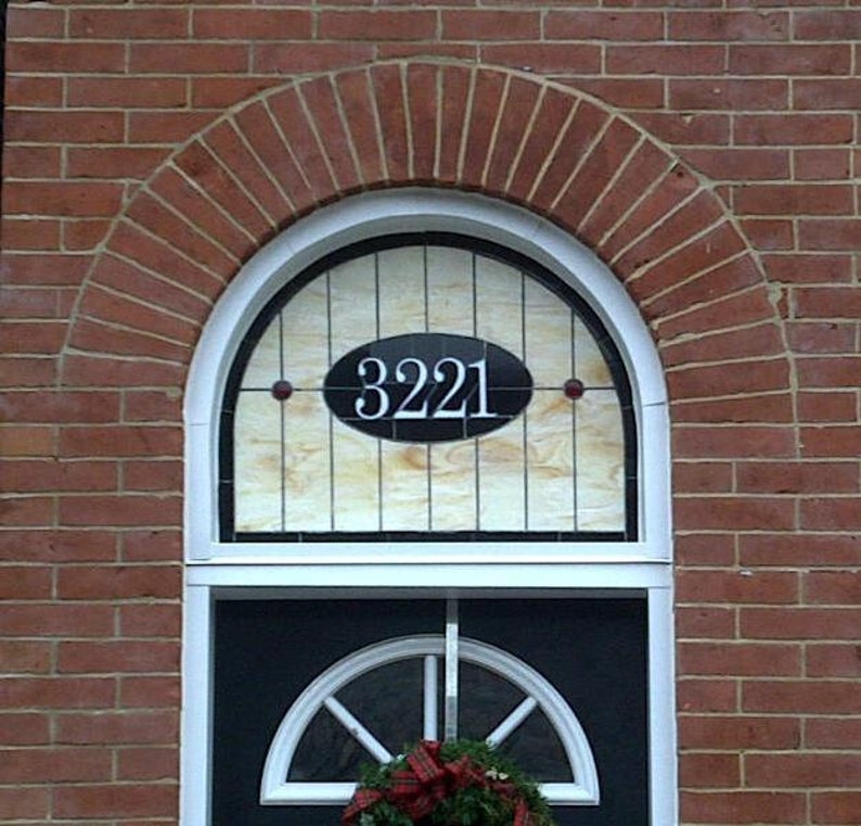 AM28 Stained Glass Window Panel Transom with House Number Etsy