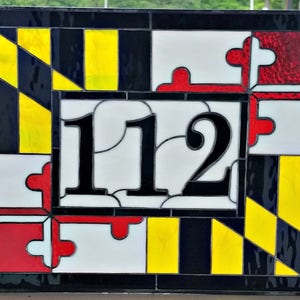 Stained Glass Address Marker - AM-125  Simplistic Maryland Flag