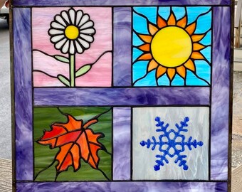 Stained Glass Window/Panel - W-373  Four Seasons