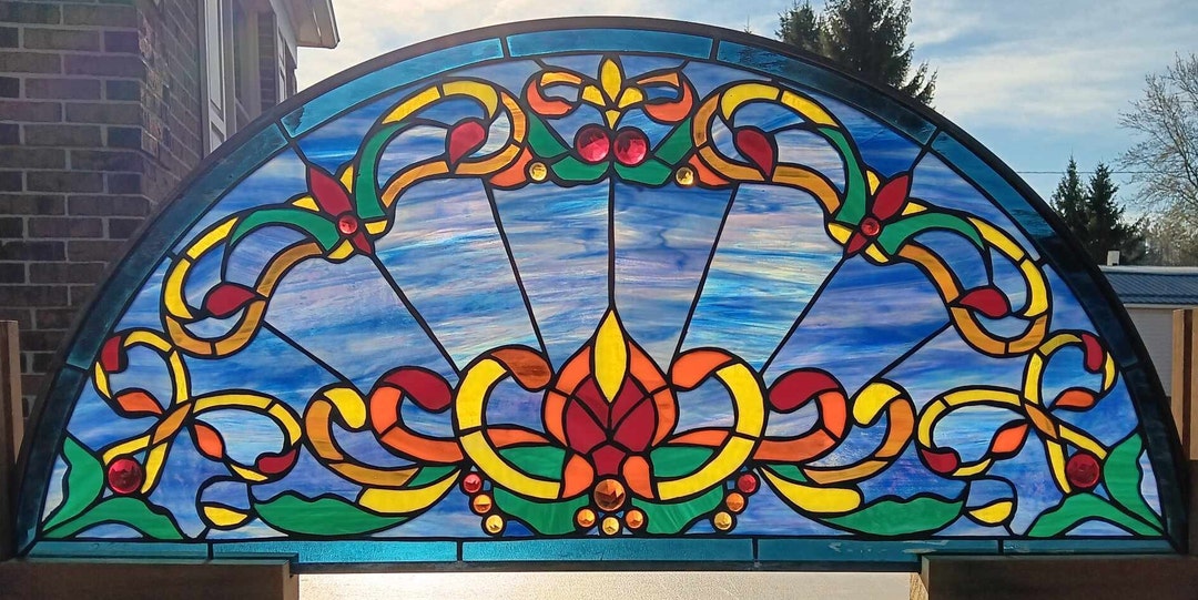 Stained Glass Arched Window TW352 Victorian Arched Window Etsy