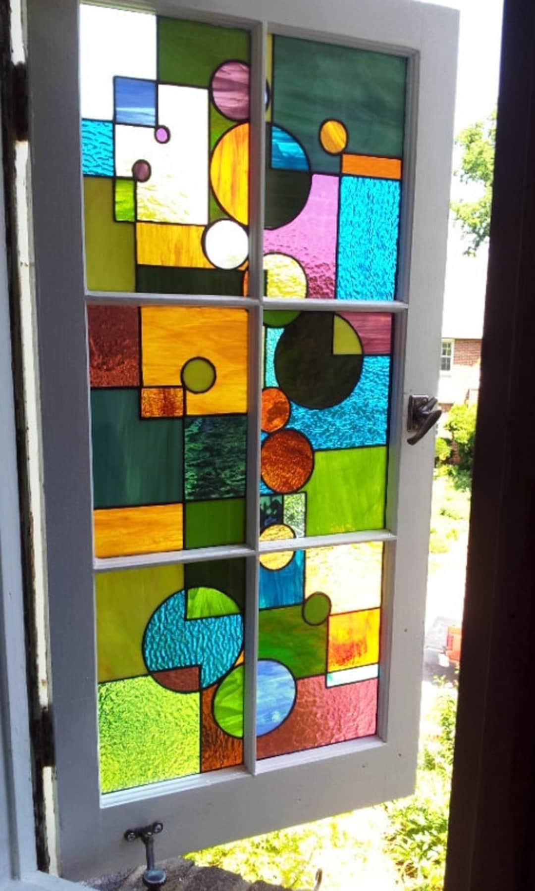 Stained Glass Window - W-29 Geometric Splash - Etsy