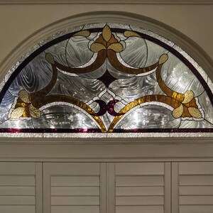Stained Glass Arched Transom TW-364 Golden Ribbons - Etsy