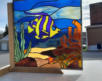 Stained Glass Panel Tropical Fish RB-302