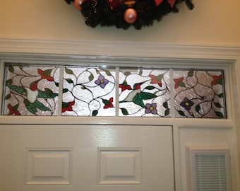 Stained Glass Transom Window - TW-36 - The Dance of The Humming Birds