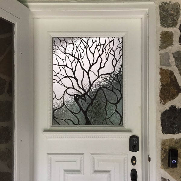 Stained Glass Door Window - D-24 - Lead Tree
