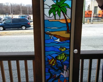 Stained Glass Door Window - D-42 Beach