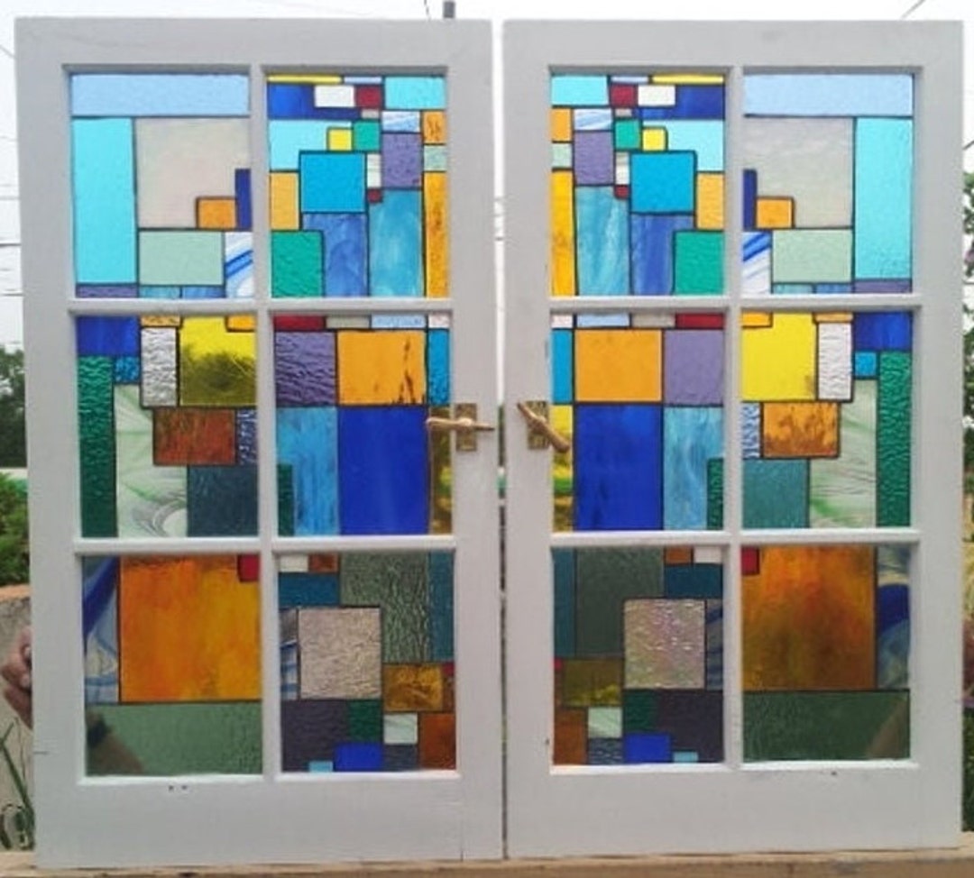 Stained Glass Window W-34 Cubism in Motion - Etsy