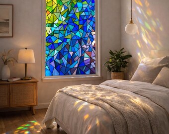 Mosaic Geometric Sunrise: A Kaleidoscope of Glass Stained Glass