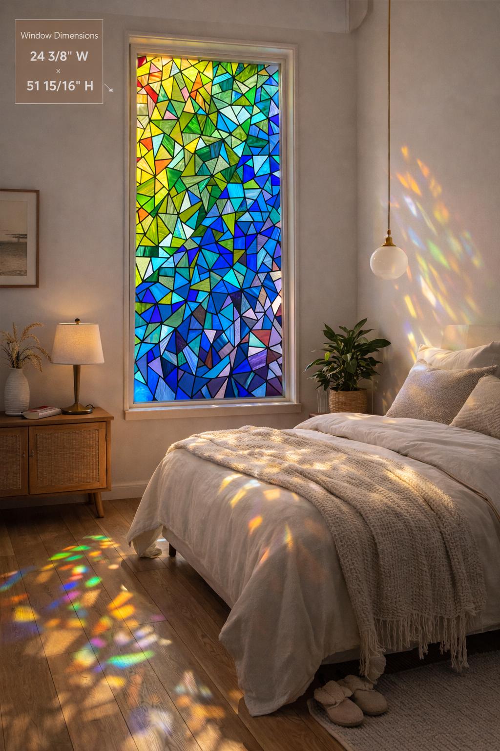 Mosaic Geometric Sunrise: A Kaleidoscope of Glass Stained Glass