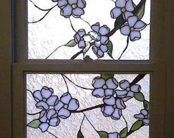 Stained Glass Window Insert - W-17  Whispering Dogwood Flowers