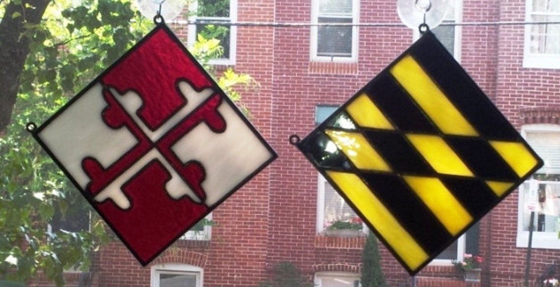 Stained Glass Hanging Panels Maryland Flag D8 Etsy
