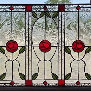 Stained Glas s Hanging Panel - P-298 Roses and Textures