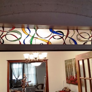 Stained Glass Transom Window - Tw-77-colorful Ribbon - Etsy