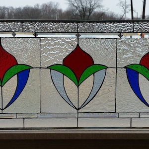 Stained Glass Transom Window - TW-80 - Simple Tulips