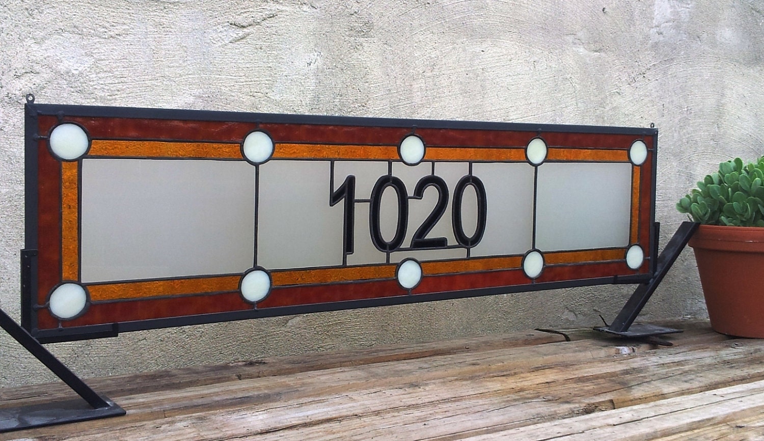 Stained Glass Window Panel Transom With House Number Stained Glass Window Panel Transom