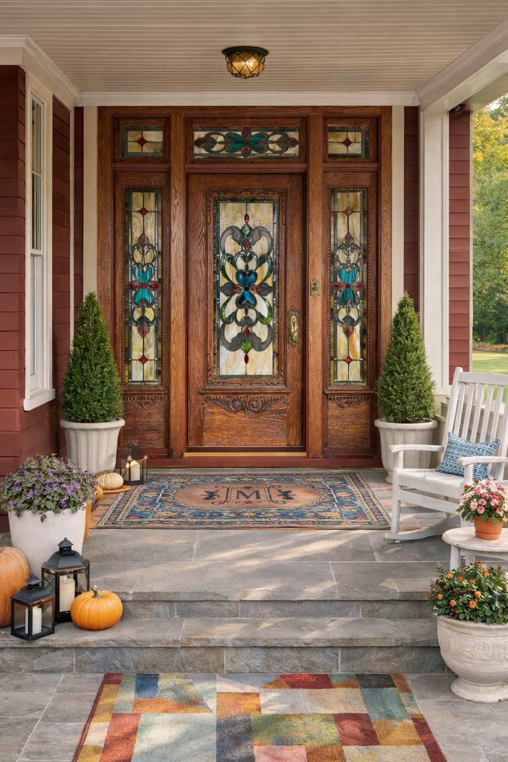Heritage Bloom: Classic Symmetry in Stained Glass Window Set