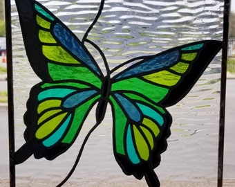 Stained Glass Hanging Panel - CG-14 Beautiful Butterfly - Suncatcher