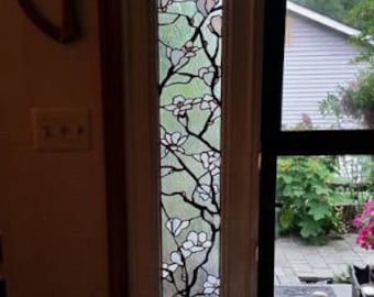 Stained Glass Sidelight - S-18 Dogwood