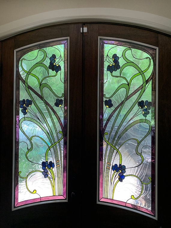 eb royalty geïrriteerd raken Stained Glass Door Window D-49 Floral Art Nouveau - Etsy België