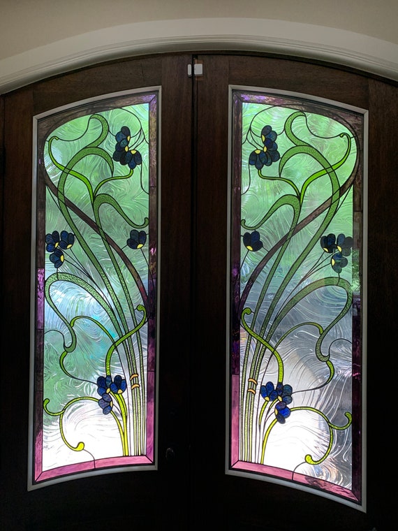 eb royalty geïrriteerd raken Stained Glass Door Window D-49 Floral Art Nouveau - Etsy België