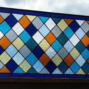 Stained Glass Transom Window - TW-70 Royal Diamonds
