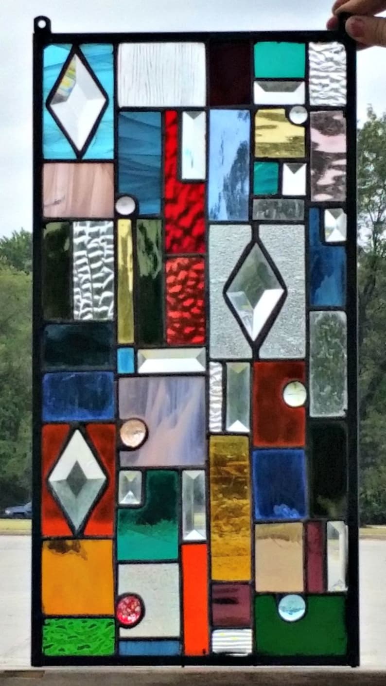 6 Stained Glass Panel Colorful Textures and Bevels CG