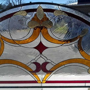 Stained Glass Arched Transom TW-364 Golden Ribbons - Etsy