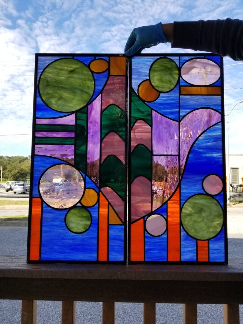 CI17 Stained Glass Inserts modern Abstract Etsy