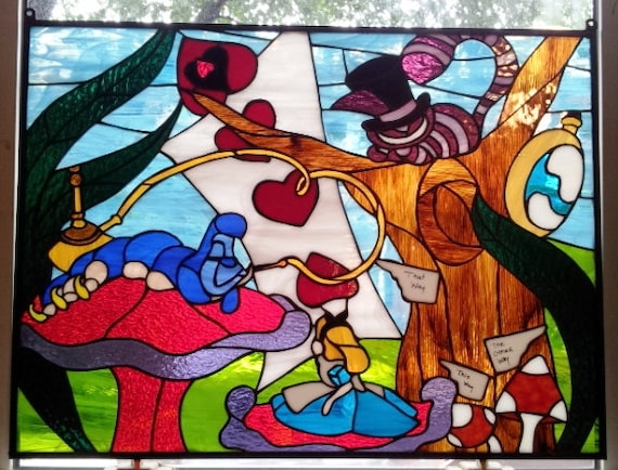 ステンドグラス Alice in wonderland パネル Stained Glass Alice