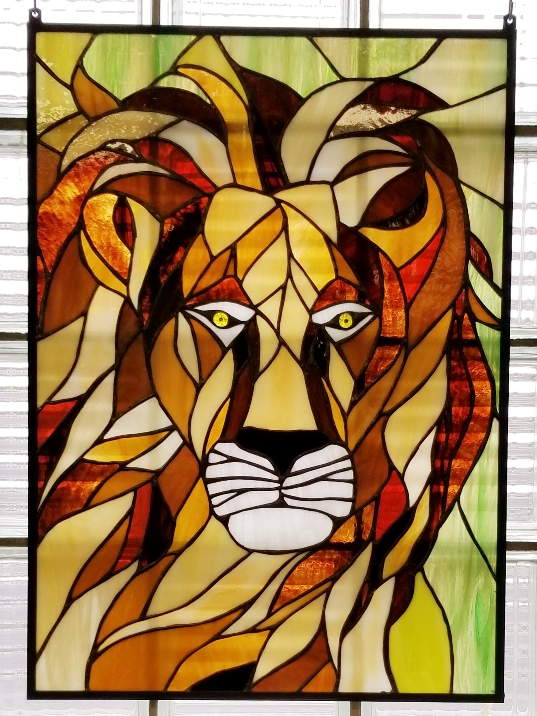 Stained Glass Hanging Panel - RB-52 Lion King - Etsy