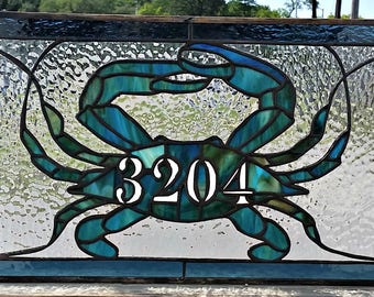 Stained Glass Address Marker - AM-88 Maryland Crab