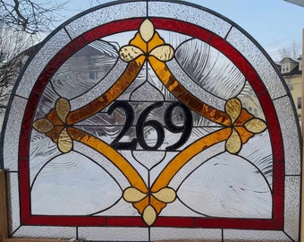 Stained Glass Address Marker Arched Traditional AM-249