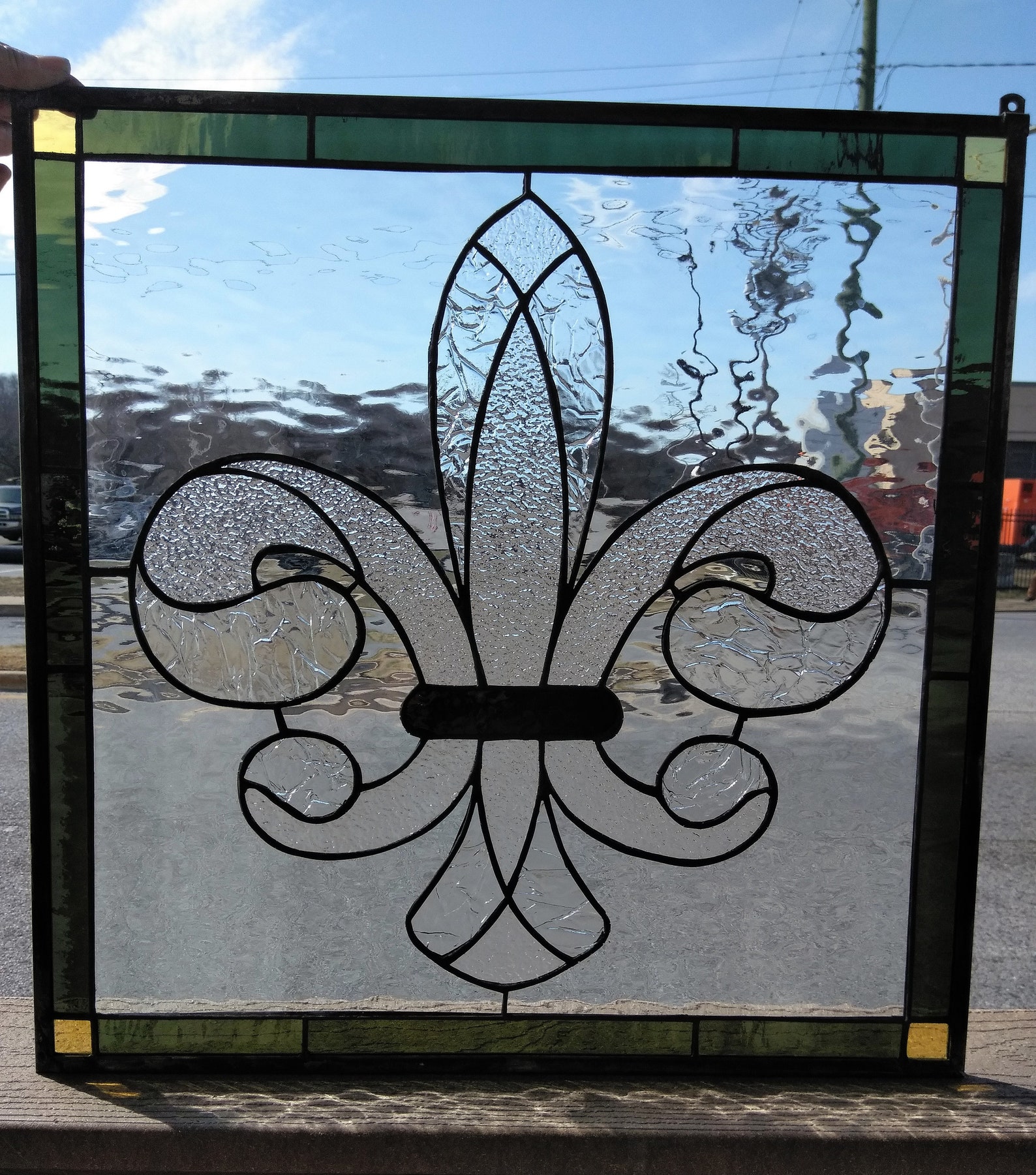 P88 Elegant Fleur De Lisstained Glass Panel Etsy