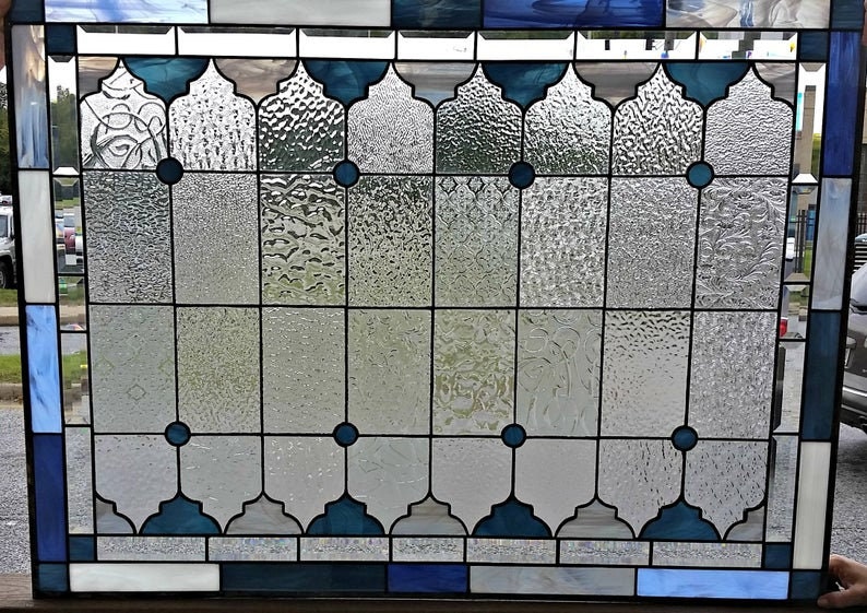 Stained Glass Window - W-193 Blue Crystal - Etsy