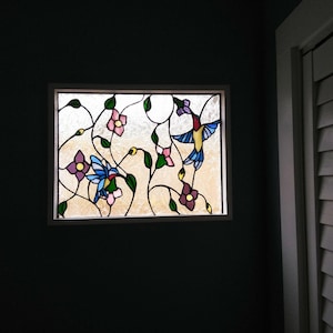 Stained Glass Panel - P-181 Humming Birds