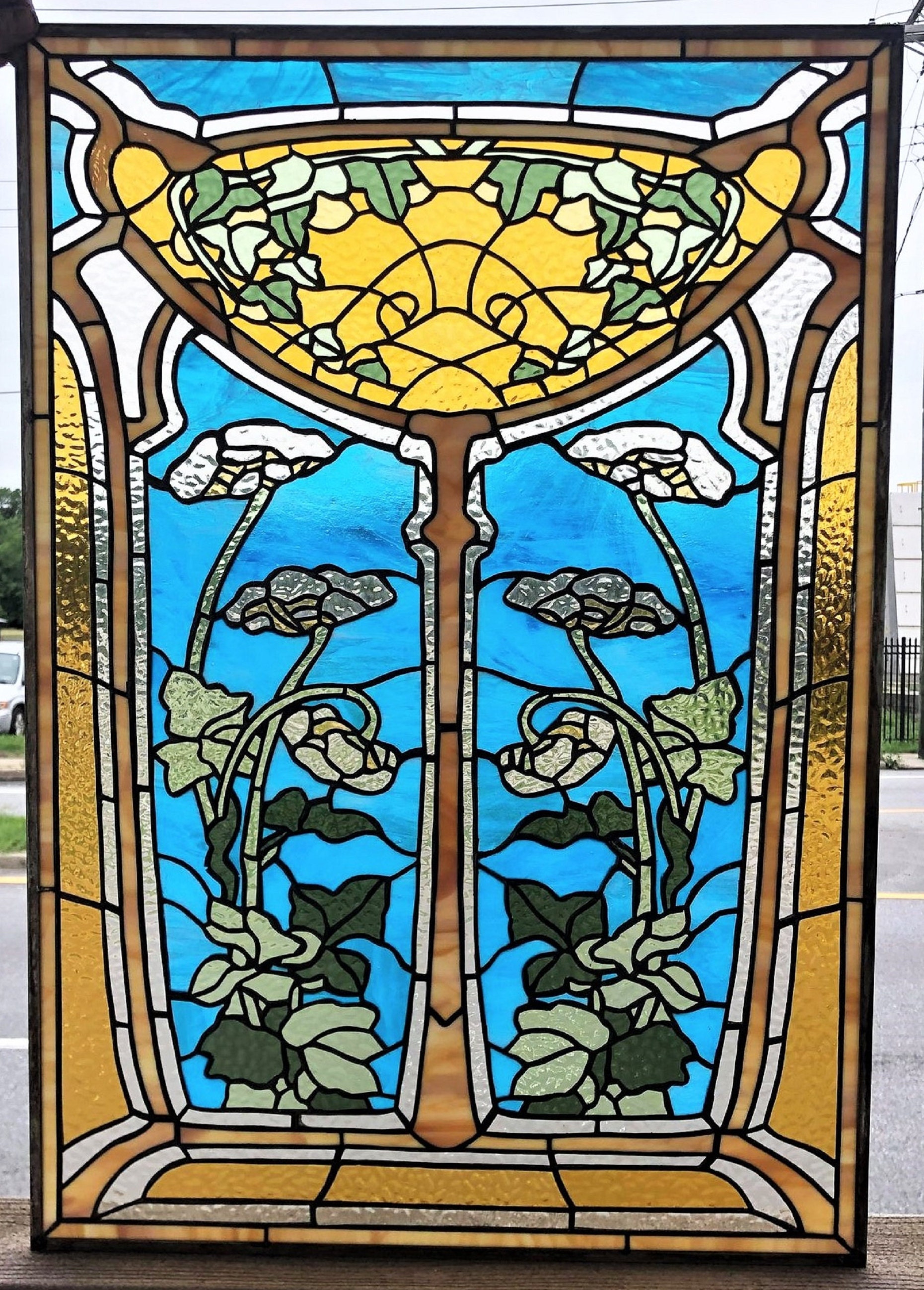 海外個人輸入 W-430 - Window Glass Stained Art 日本 Etsy - Nouveau 工芸品