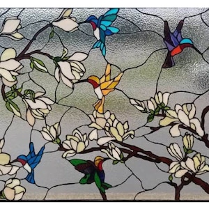 Stained Glass Window - W-90 Colorful Hummingbirds