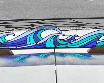 Stained Glass Window - W-114 Japanese Waves Design - Etsy