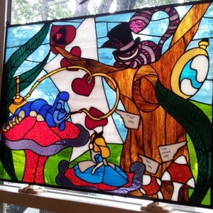 Stained Glass Hanging Panel P-38 Alice in Wonderland image 3